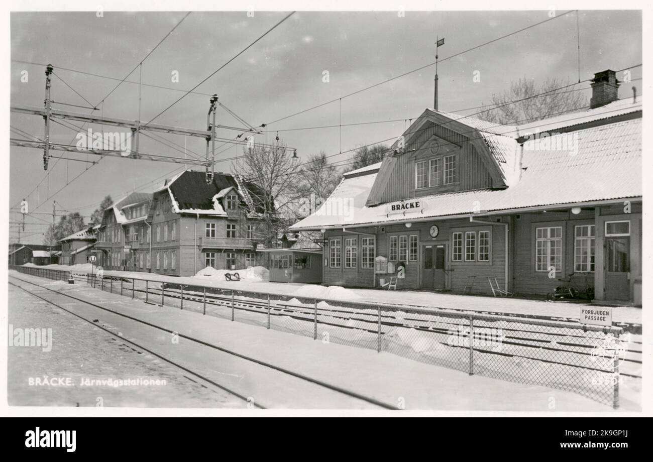 Bräcke Station um 1950. Stockfoto