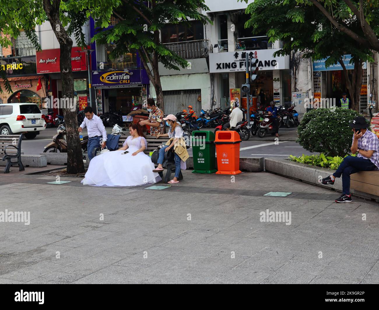 Hochzeit Foto Vorbereitung Vietnam hcm Stadt Straßenfotografie Stockfoto