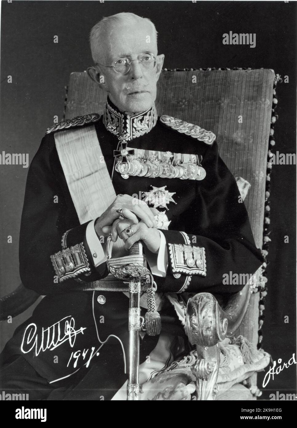 Porträt von König Gustaf V. Stockfoto