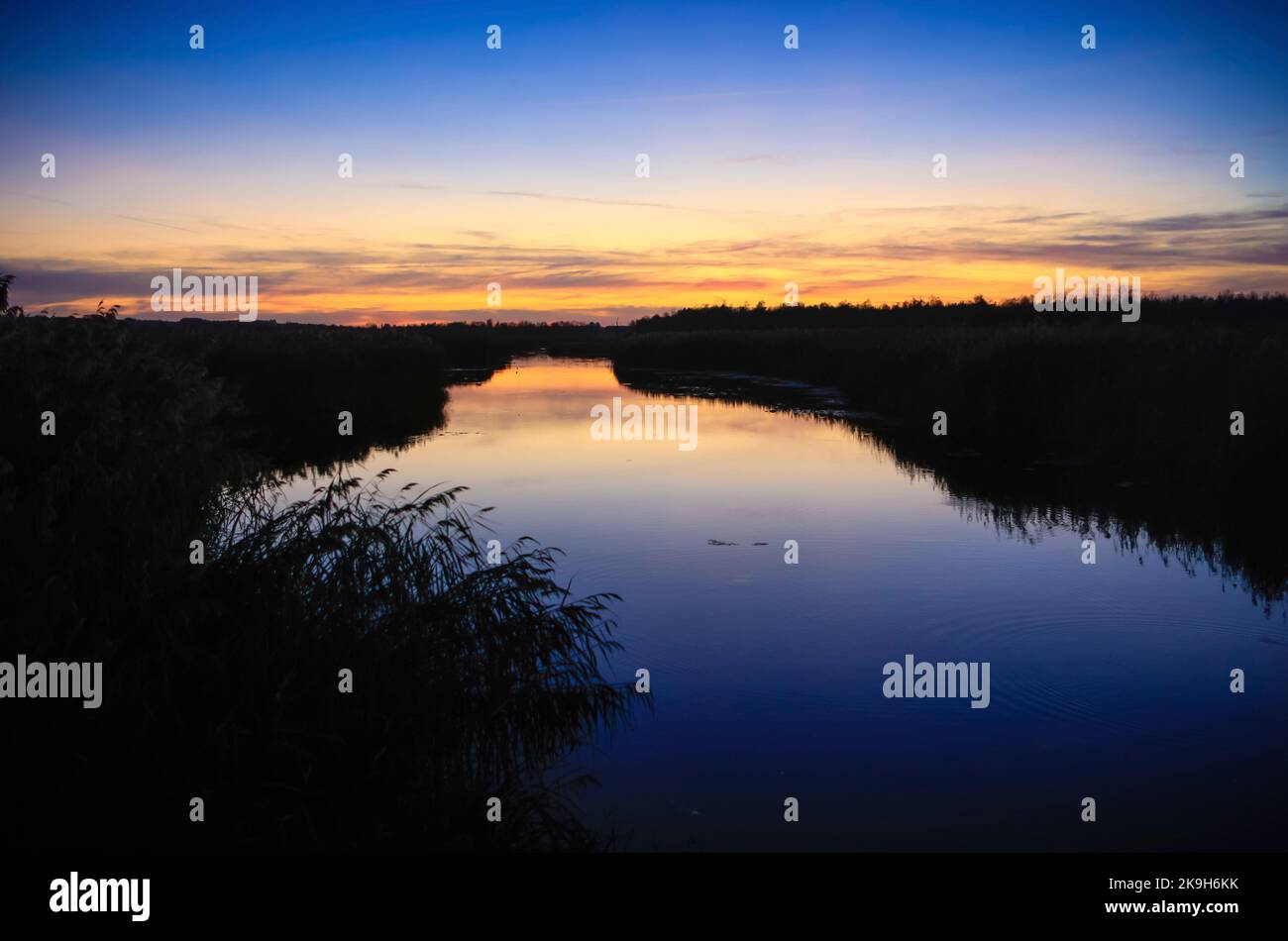 Der Federsee bei Bad Buchau, Baden-Württemberg, Deutschland, Europa Stockfoto