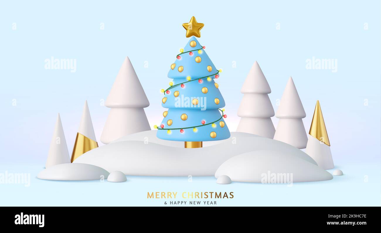 Weihnachtsbäume im Schnee treiben fest Stock Vektor