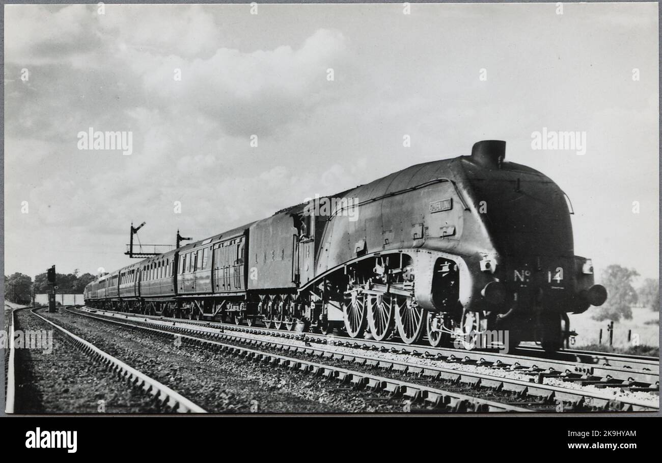 Express Lok, London North Eastern Railway, L.N.E.R. A.4 14. 'silver-Link Stockfoto