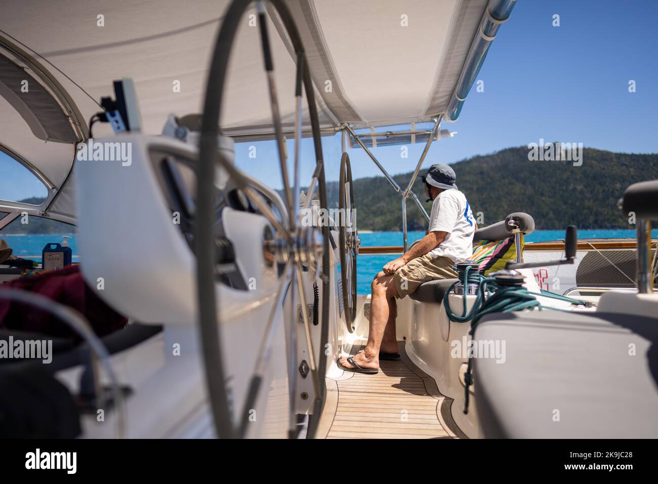 Touristen auf einer Bootstour auf dem Great Barrier Reef in queensland Australien im Frühling Stockfoto