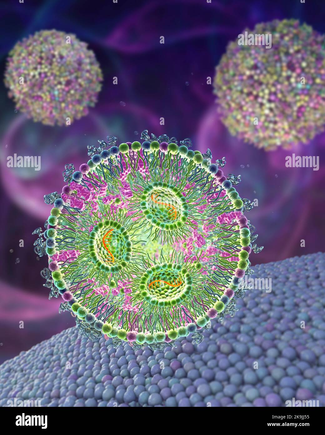 Lipid Nanoparticle mRNA-Impfstoff, Illustration Stockfoto