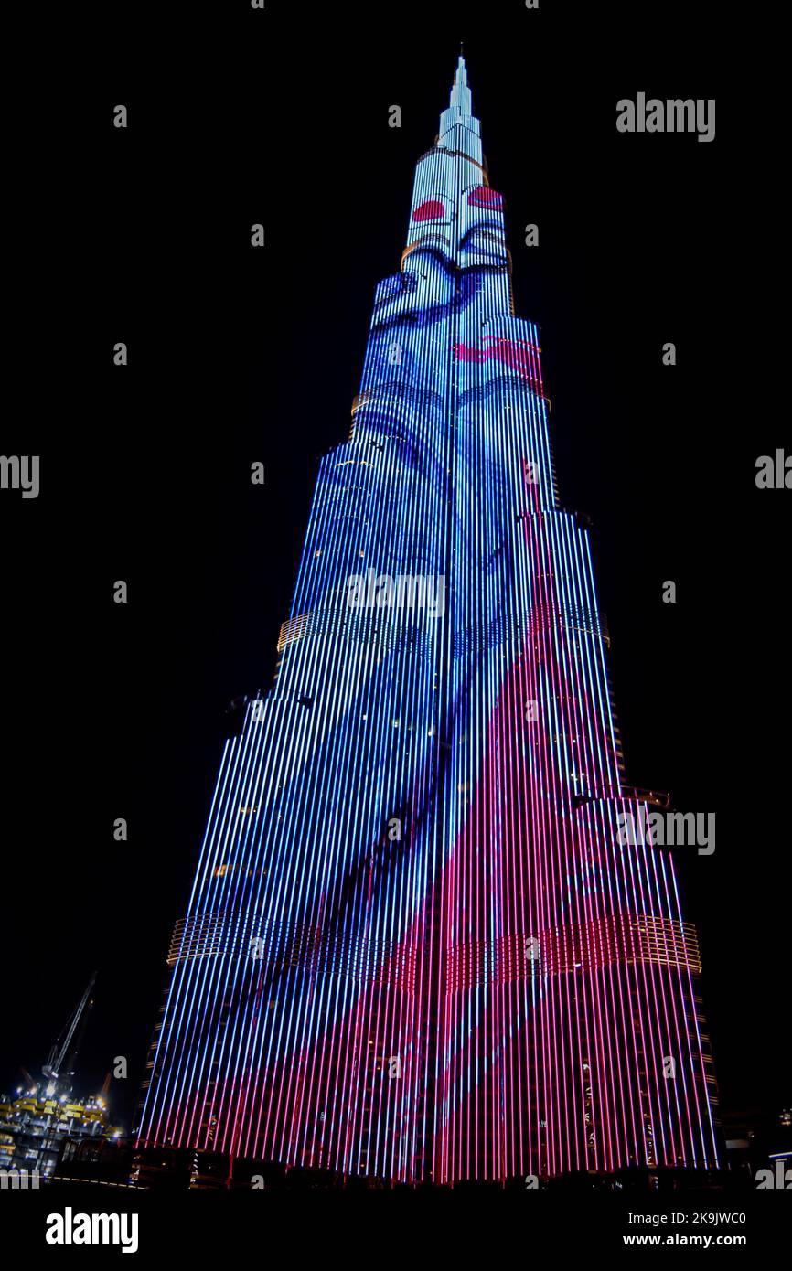Burj Khalifa in der Nacht Stockfoto