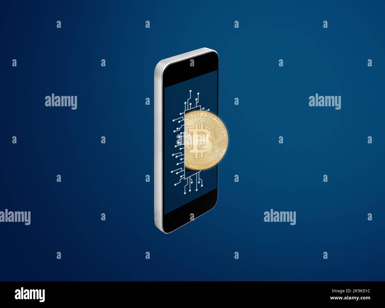 Digitale Währung, Blockkette und Online-Banking-Technologie Stockfoto