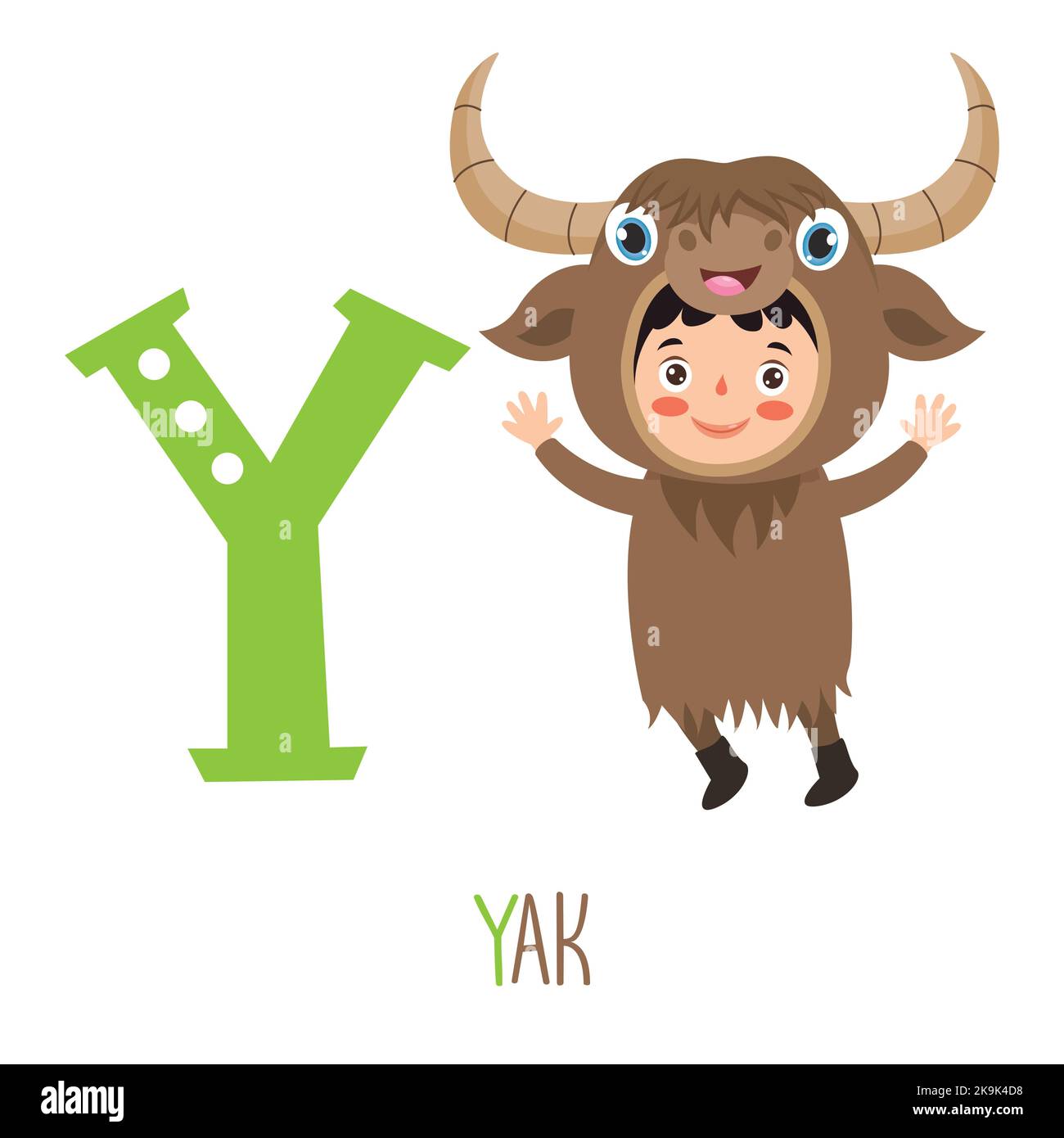 Charakter Im Tierkostüm Mit Alphabet Buchstaben Stock Vektor