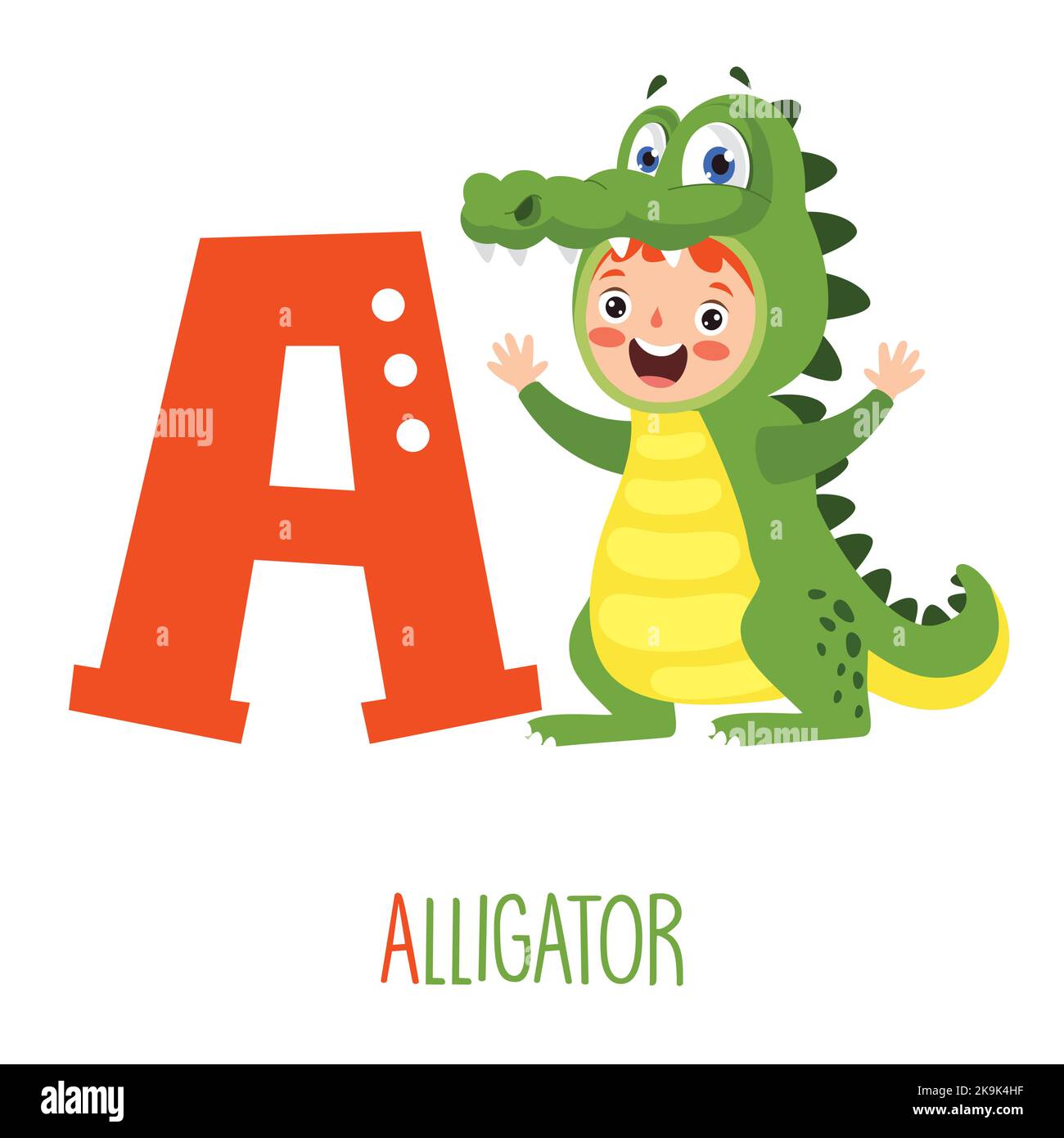 Charakter Im Tierkostüm Mit Alphabet Buchstaben Stock Vektor