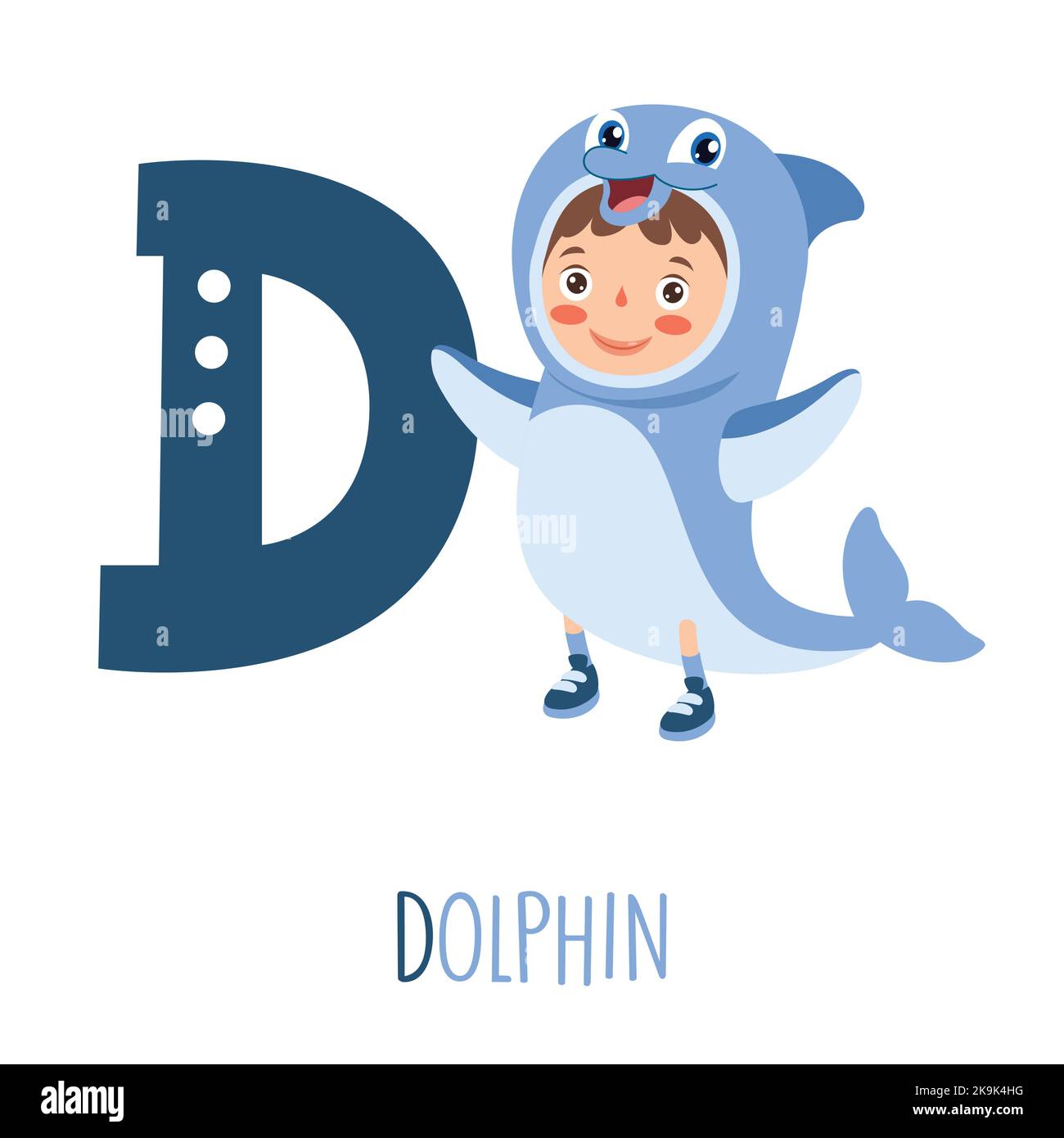 Charakter Im Tierkostüm Mit Alphabet Buchstaben Stock Vektor