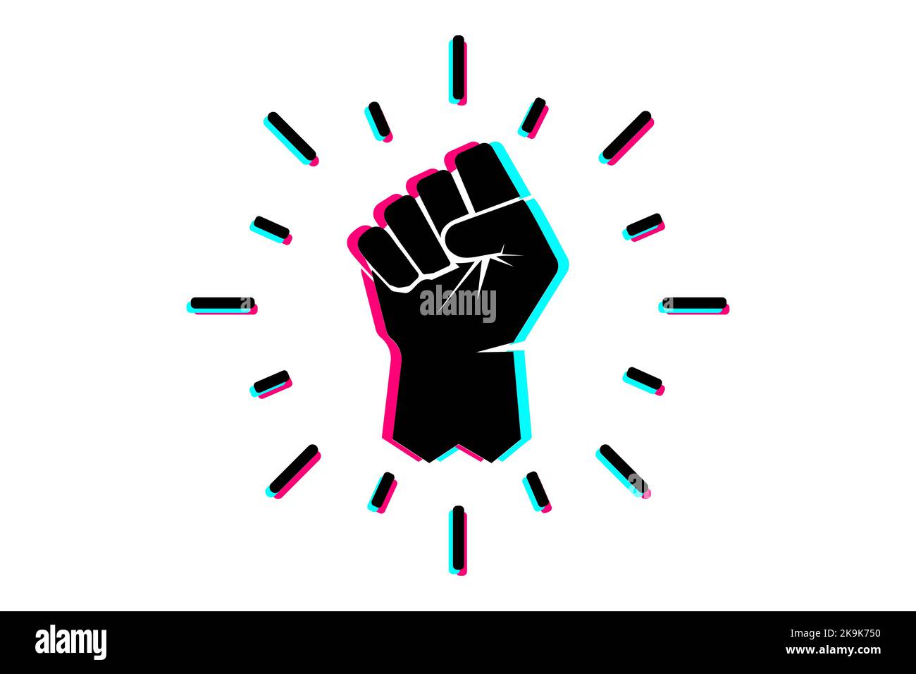 Schwarze erhobene Faust Protest Symbol-Symbole. Hände geballtes Power-Symbol. Schwarz lebt wichtigen Protest. Vektorgrafik Stock Vektor