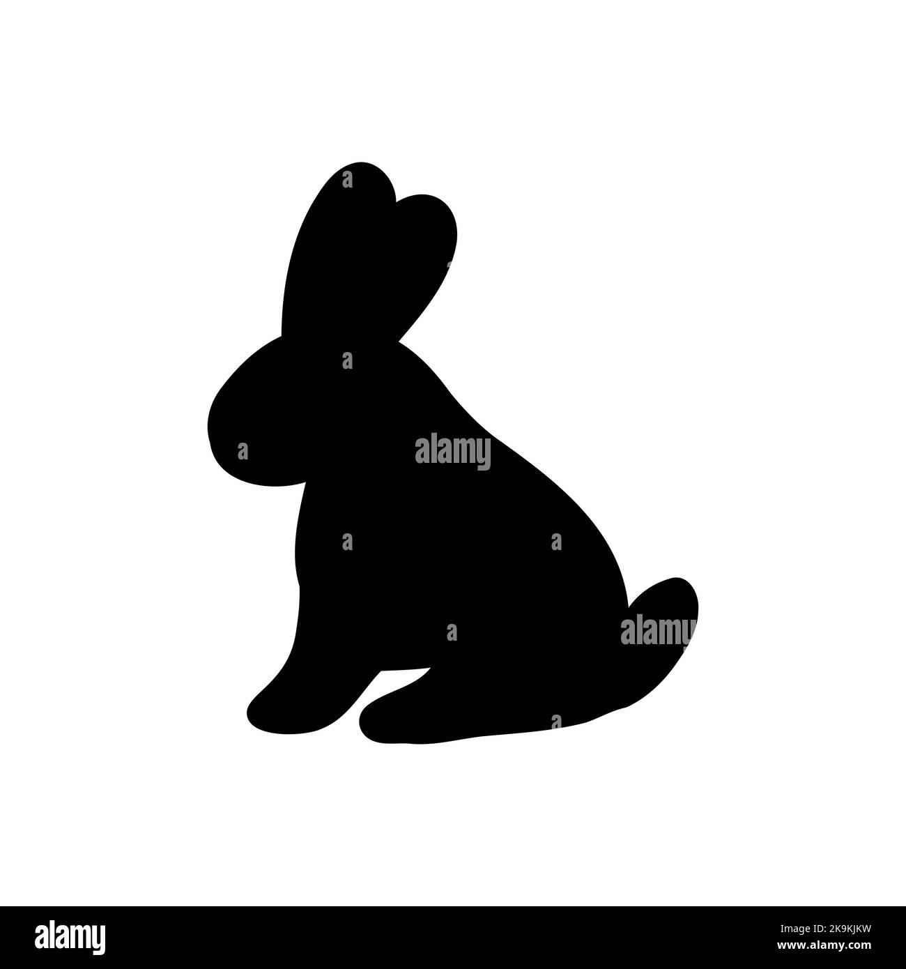 Osterhase Silhouette. Niedliche Cartoon-Kaninchen für Grußkarten oder Aufkleber. Vektor lustige Logo-Design. Stock Vektor