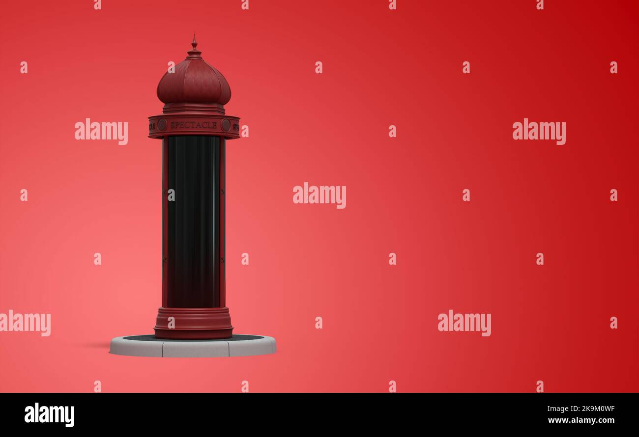 Pariser Theater-Säule, Moriss-Säule - 3D Renderi Stockfoto