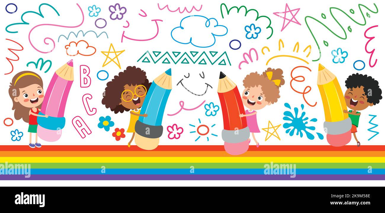 Art Concept Design Mit Witziger Figur Stock Vektor