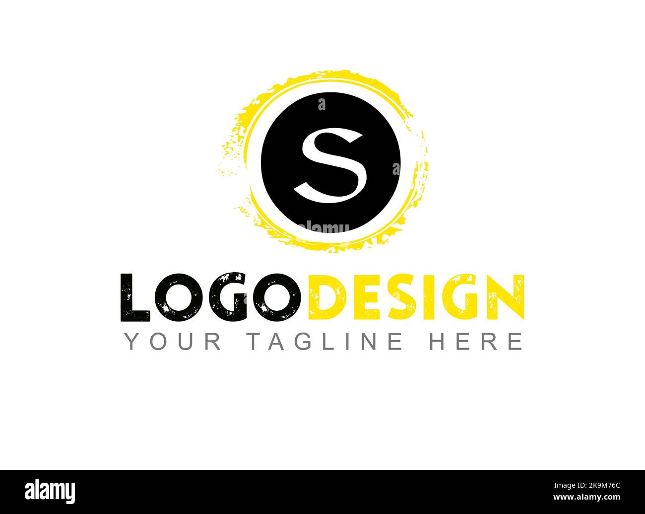 Design mit S-Logo im Letter-Format. Ihr Text Hier . Logo-Vorlage auf weißem Hintergrund. Stockfoto