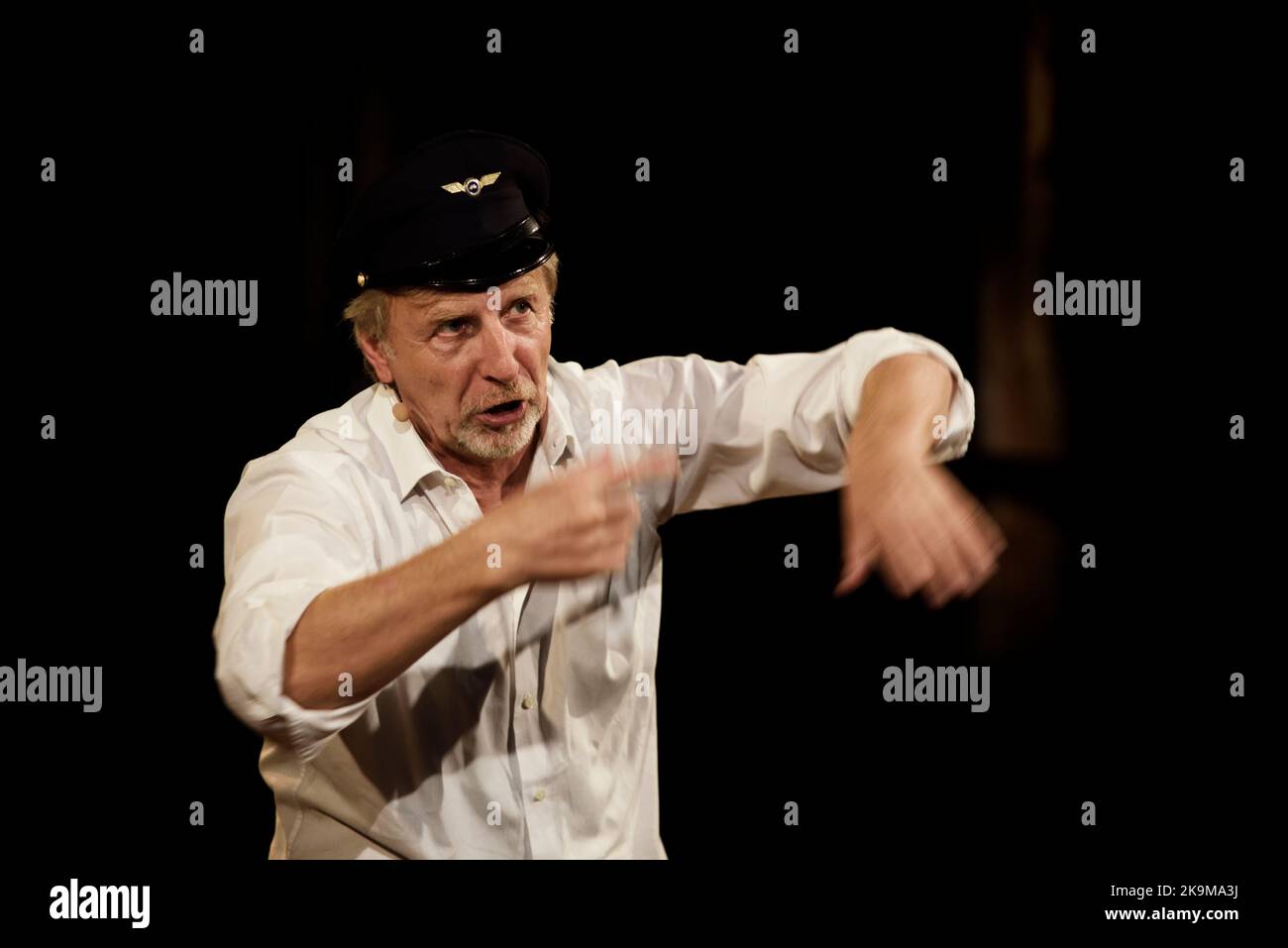Paraloup (Cuneo), Italien. 28. Juli 2018. Der Schauspieler Beppe Rosso während einer Theateraufführung in Paraloup (Cuneo), Italien Stockfoto