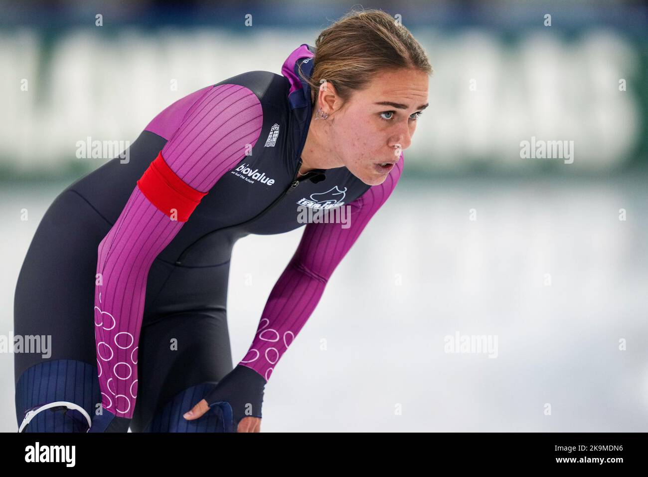 HEERENVEEN, NIEDERLANDE - 29. OKTOBER: Anna Boersma vom Team Frysk, die während des Speedskating World Cup Qualification Tournament am 29. Oktober 2022 in Heerenveen, Niederlande, an den Frauen 5000m teilnimmt (Foto von /Orange Picics) Credit: Orange Pics BV/Alamy Live News Stockfoto