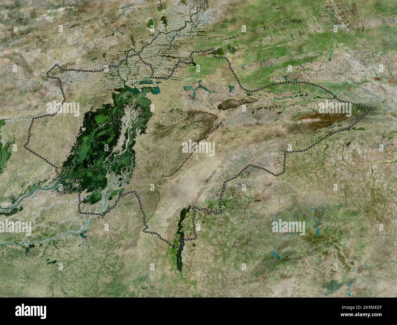 Mopti, Region von Mali. Hochauflösende Satellitenkarte Stockfoto