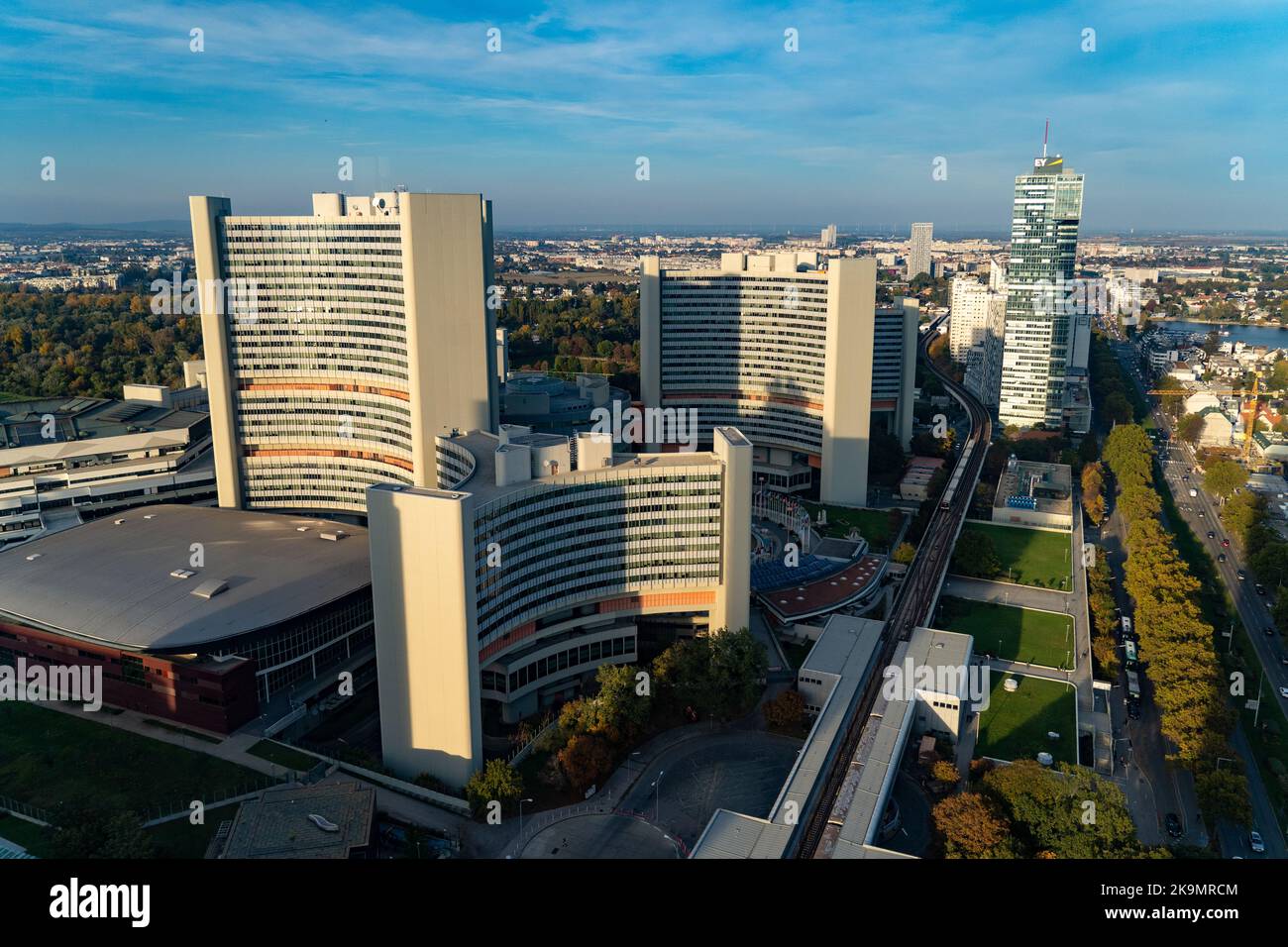 Luftaufnahme des UN-Hauptquartiers Stockfoto