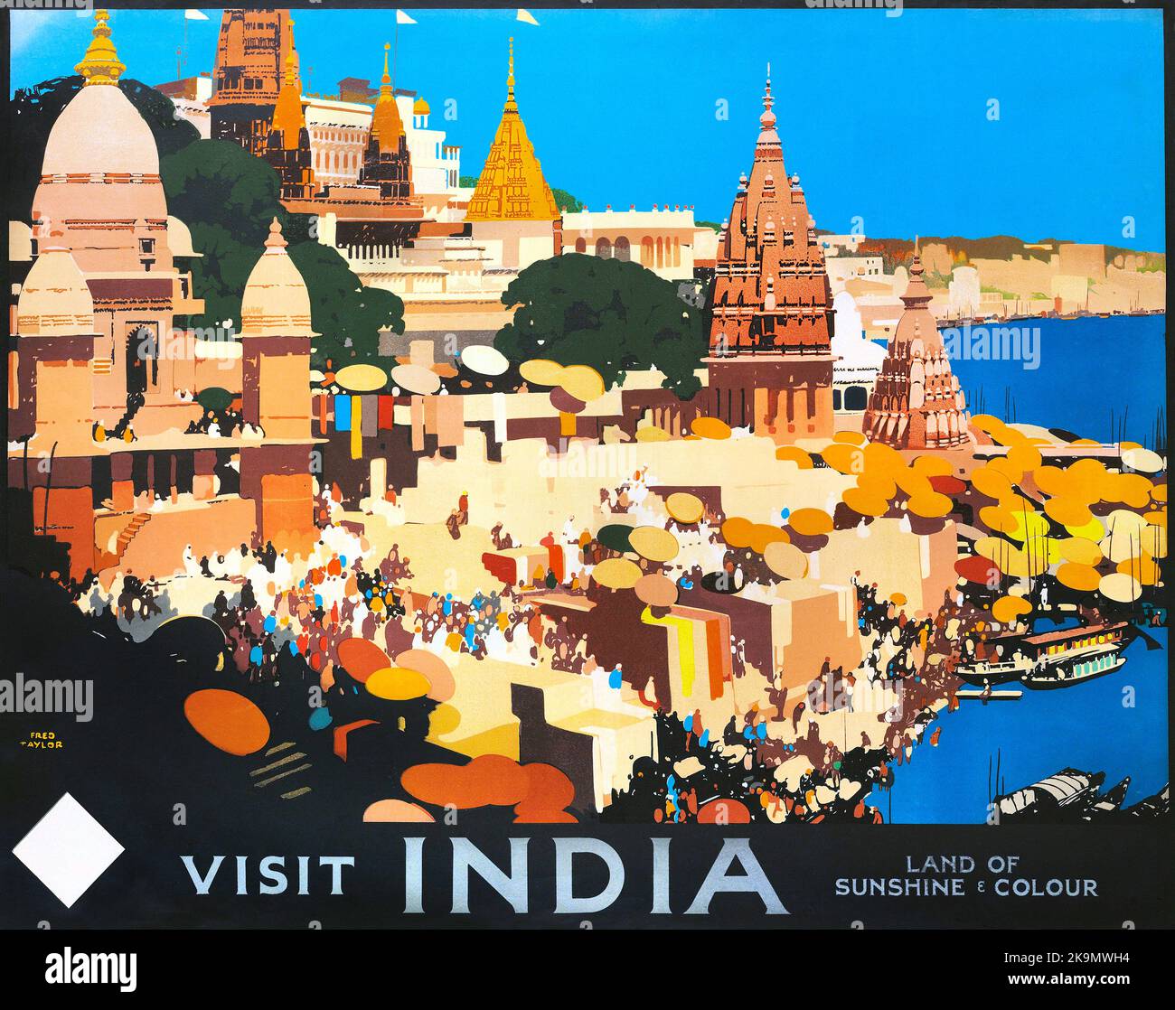 Vintage Art Deco Travel Poster - REISEZIEL INDIEN / LAND DER SONNE und Farben, ca. 1930 Stockfoto