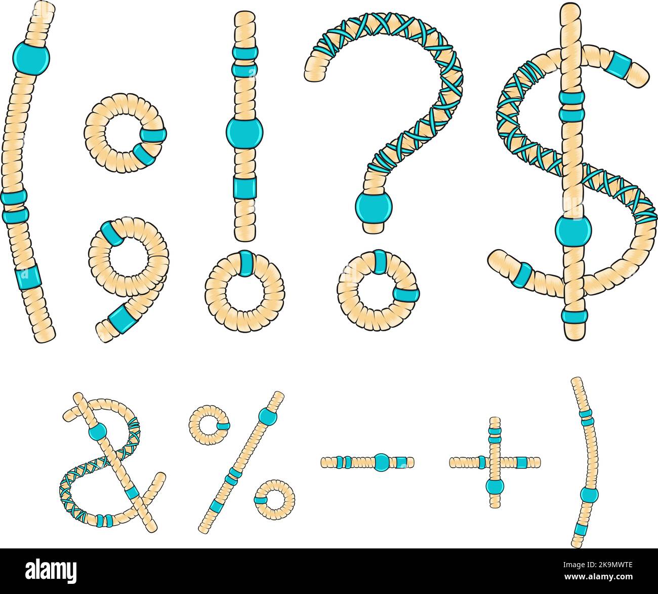 Schrift, Zeichen, Symbole von Dreadlocks. Isolierte Vektorobjekte auf weißem Hintergrund. Stock Vektor