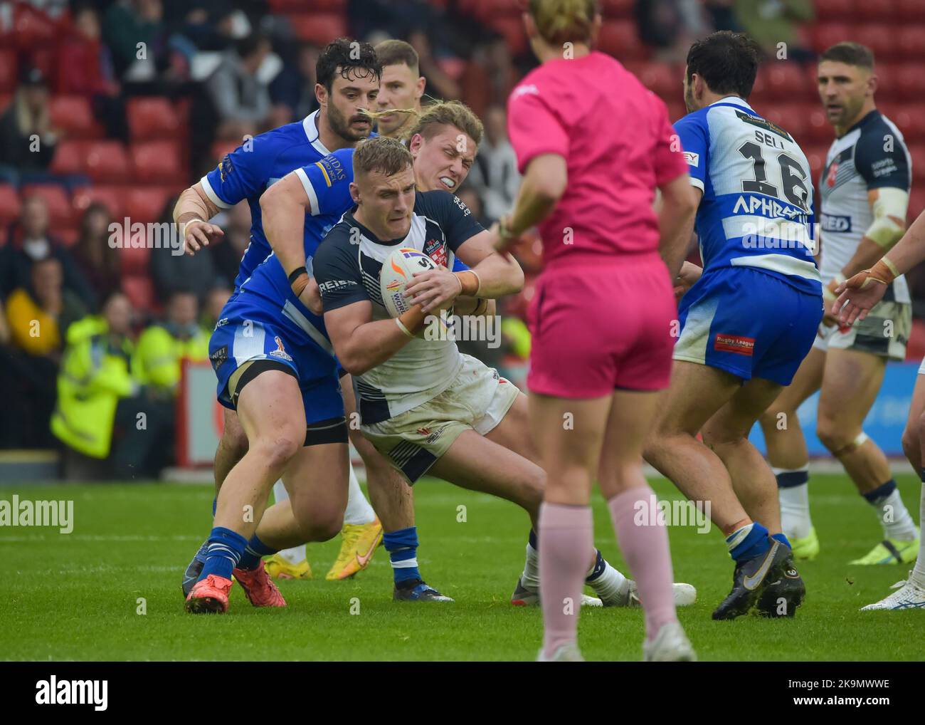 Rugby League World Cup 2021 Gruppe A Spiel zwischen Griechenland und England in der Bramall Lane, Sheffield, South Yorkshire, Großbritannien am 29. Oktober 2022 (Foto von Craig Cresswell/Alamy Live News) Stockfoto