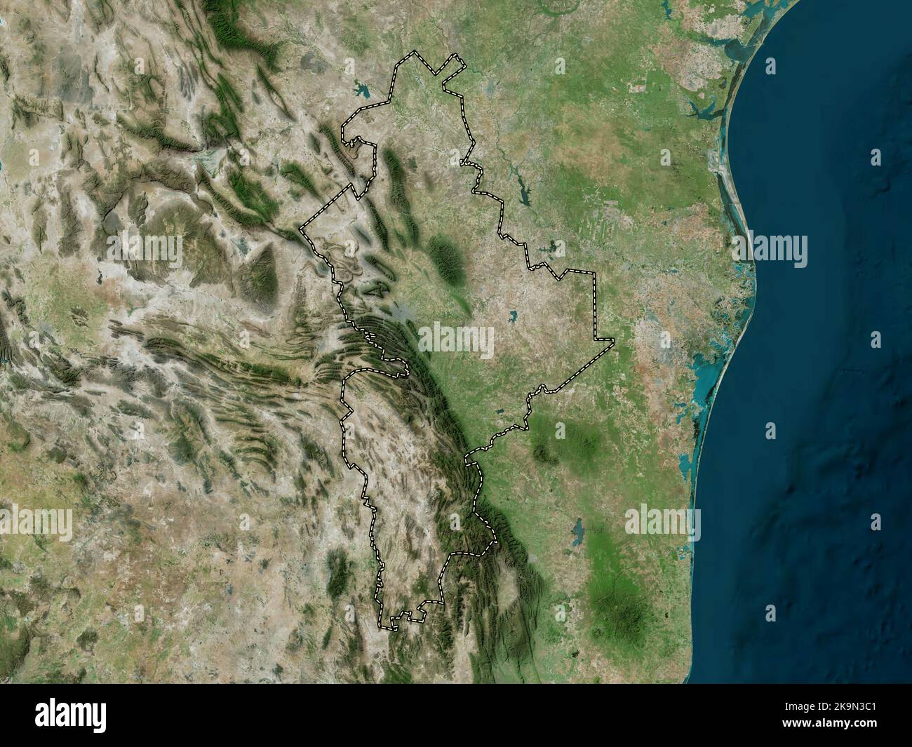 Nuevo Leon, Bundesstaat Mexiko. Hochauflösende Satellitenkarte Stockfoto