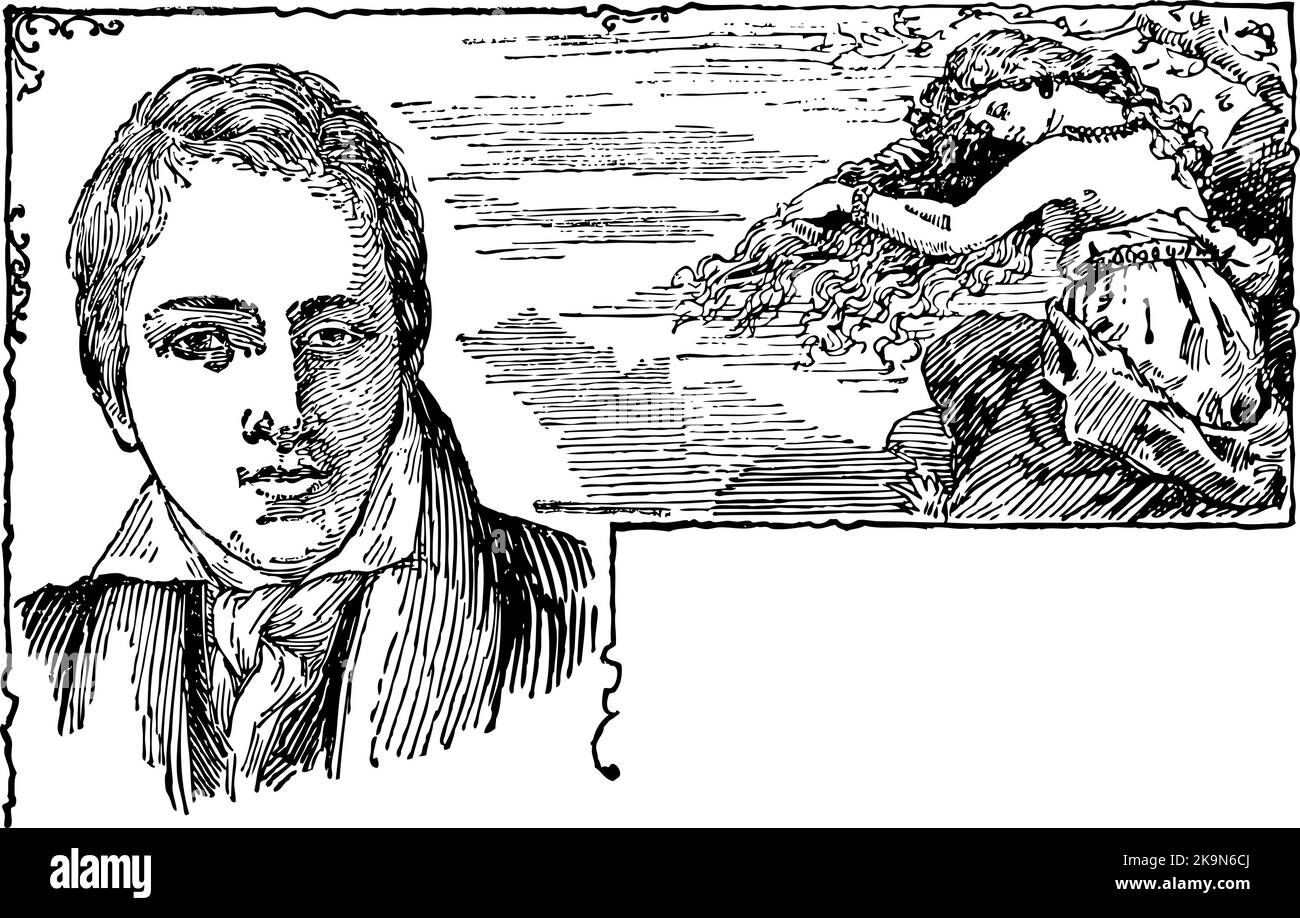 Mann mit Schal-Hintergrund, Frau mit langen, fließenden Haaren, die sich an einem Baum lehnt. Stock Vektor