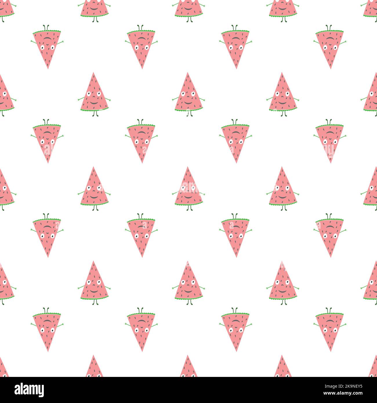 Nahtlose bunte Muster mit niedlichen Wassermelone Scheiben im Cartoon-Stil. Stock Vektor