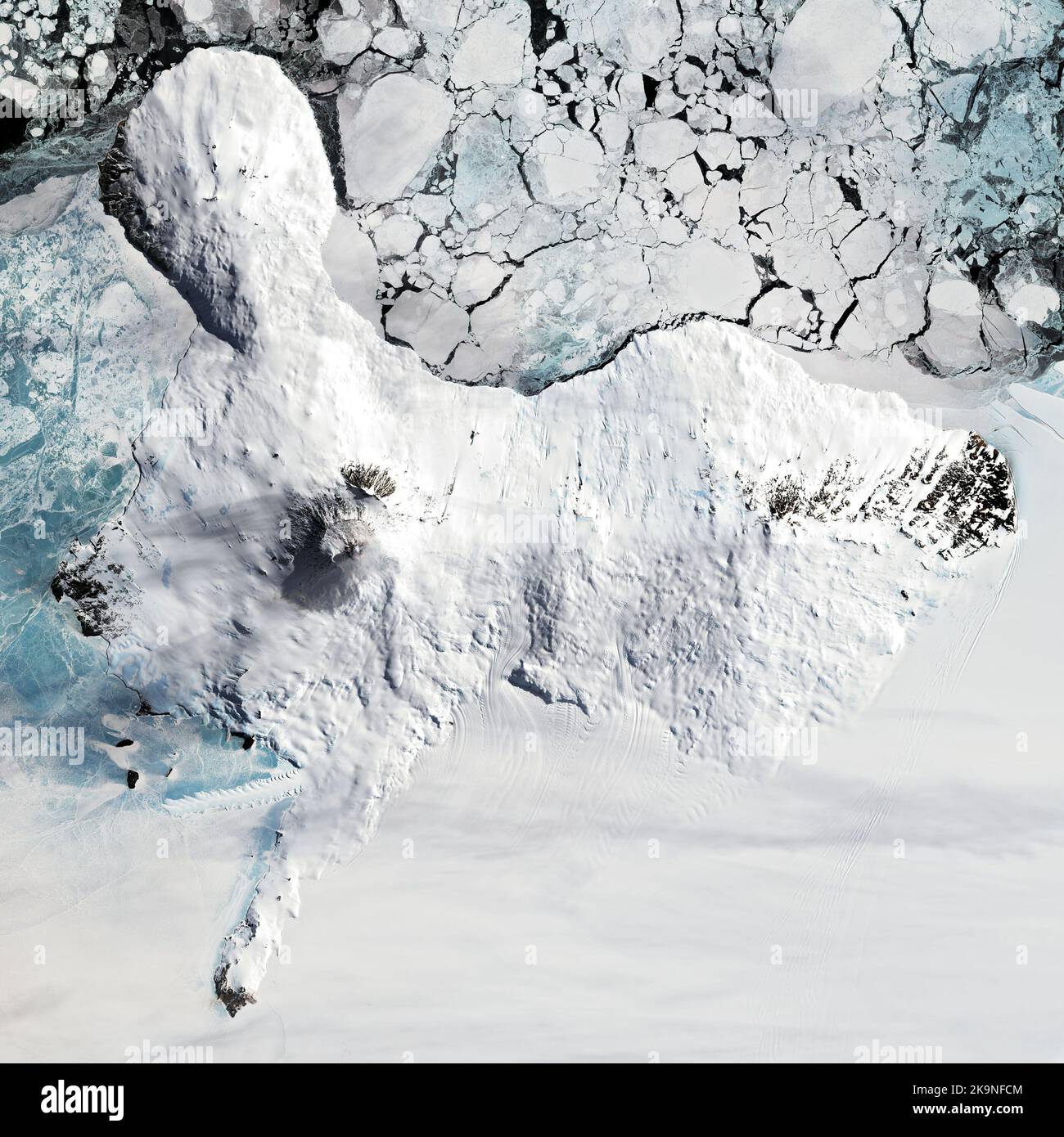 Luftaufnahme von Ross Island in der Antarktis Stockfoto