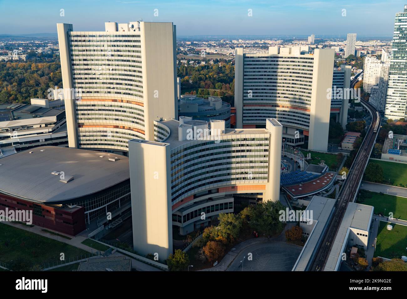 Luftaufnahme des UN-Hauptquartiers Stockfoto