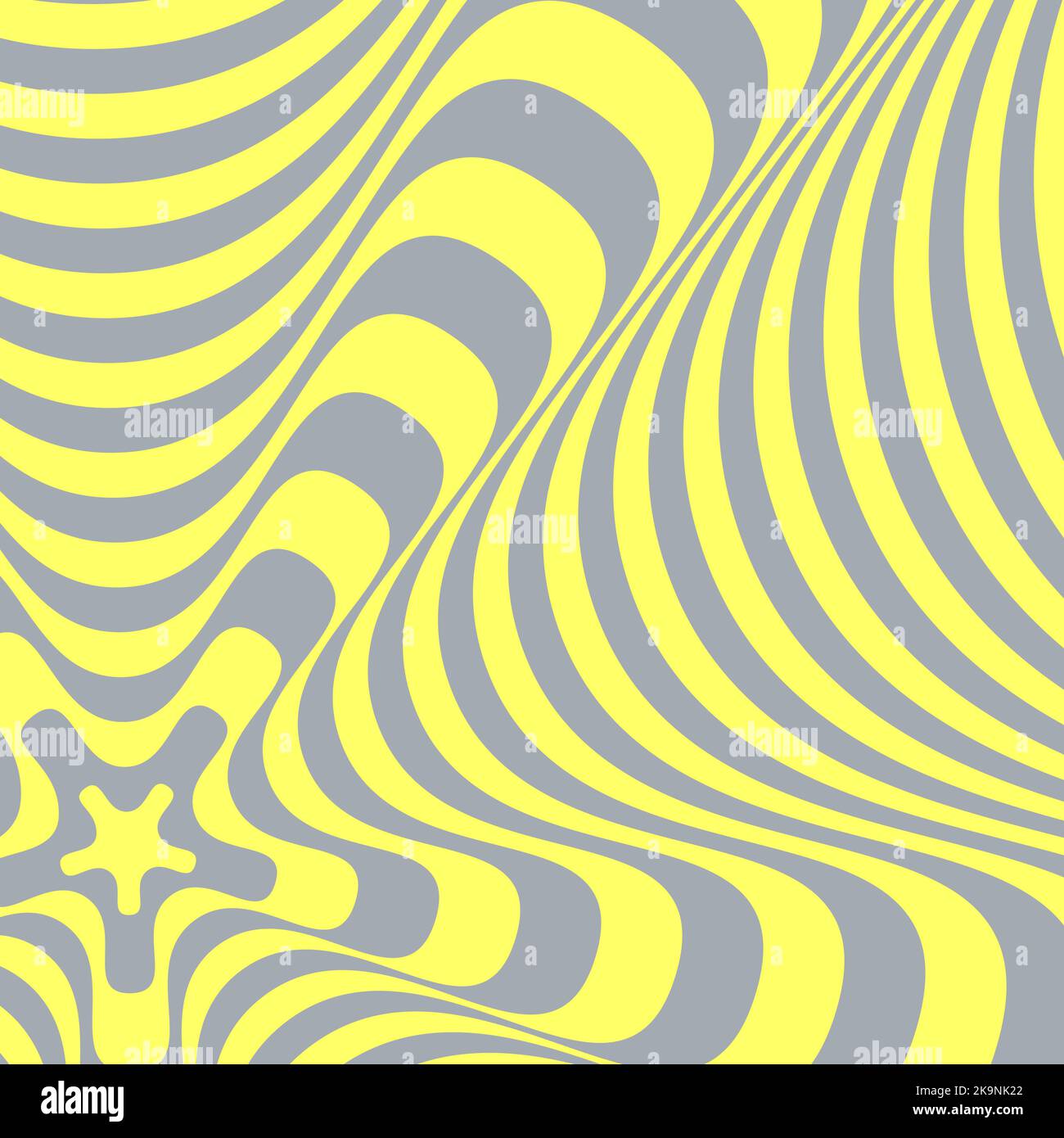 Abstrakte Vektor optische Illusion. Verdrehter gestreifter Hintergrund in grau und gelb. Stock Vektor