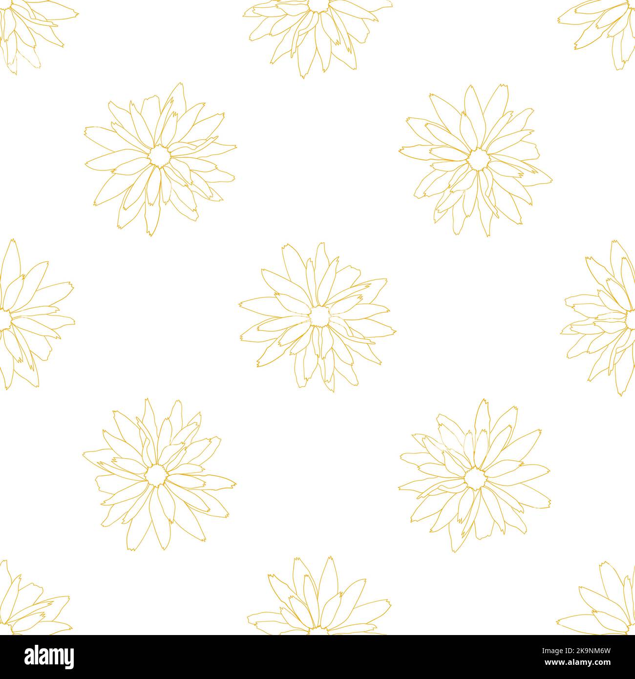 Nahtloses Blumenmuster. Dekorative botanische Hintergrund von Hand gezeichnet hellen Rudbeckia Blumen. Frühling, Sommer Design für Textil, Scrapbook, Prints. Stock Vektor