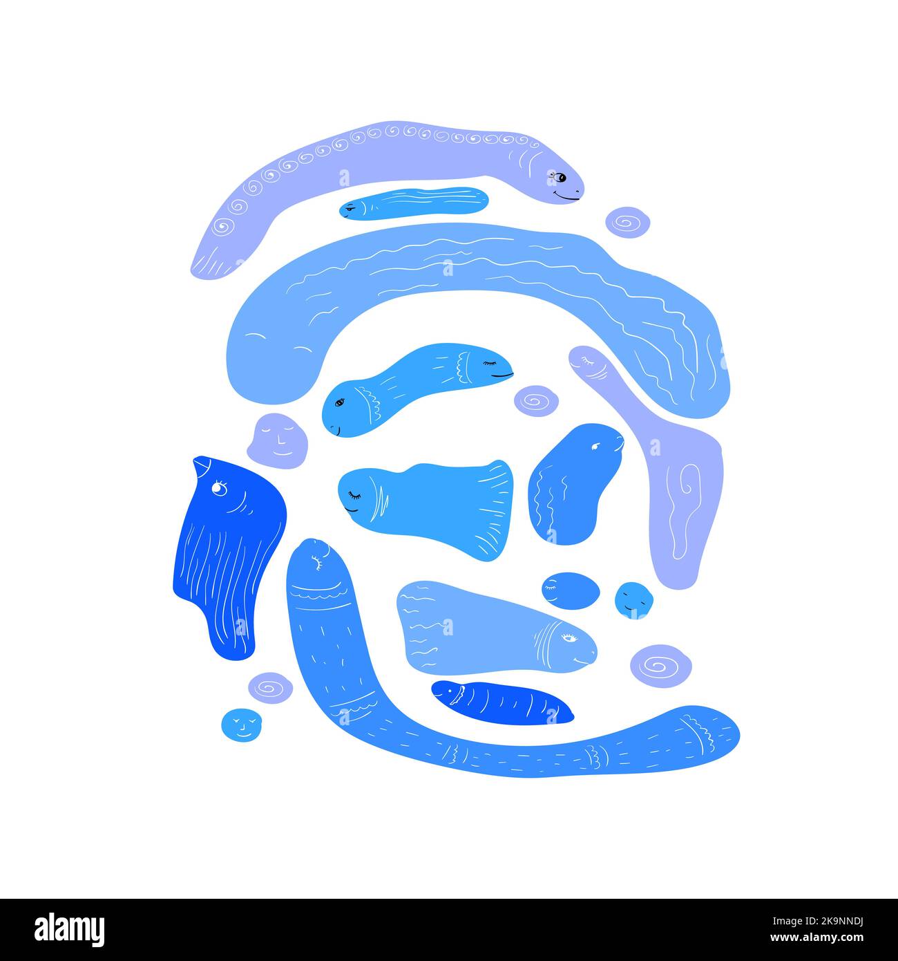 Set von lustigen bunten Vektor-Cartoon-Figuren. Stock Vektor