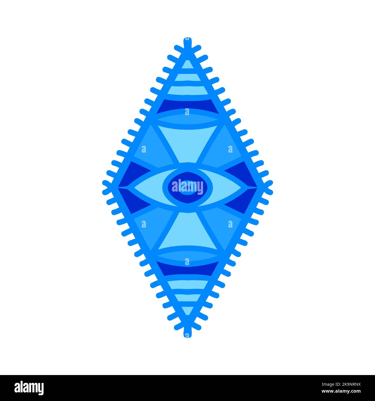 Abstraktes Augenbild in blauen Farben. Okkulte, heilige Geometrie, Symbol der Philosophie Stock Vektor