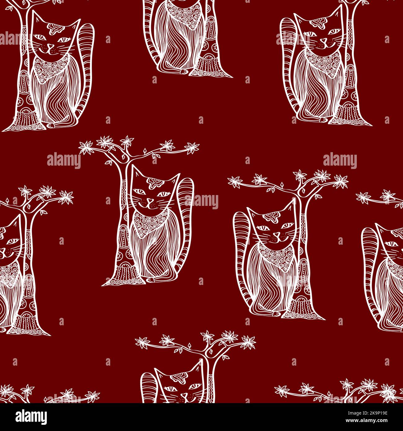 Vektor abstraktes nahtloses Muster mit handgezeichneten Tieren Stock Vektor