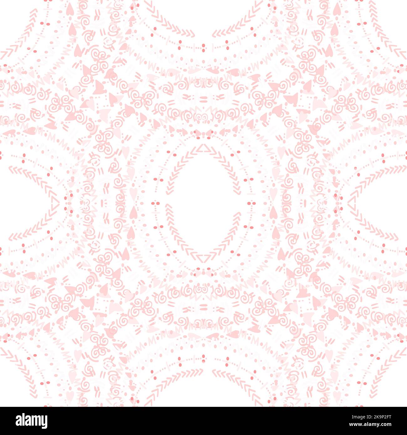 Nahtlose Textur von abstrakten Ornamenten im Kreis. Dekorative Muster für Tapeten, Web, Textilien, Drucke. Dekorative Formen im Ethno-Stil auf weißem Rücken Stock Vektor