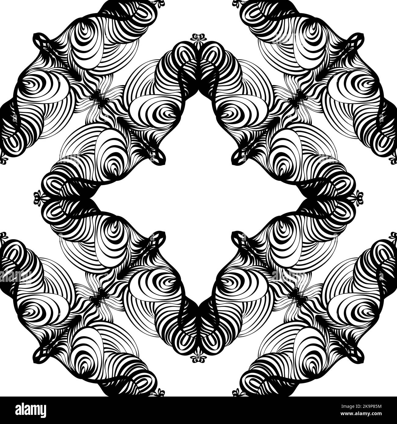 Nahtloser monochromatischer Hintergrund mit abstrakten Spitzen-Ornamenten. Stock Vektor