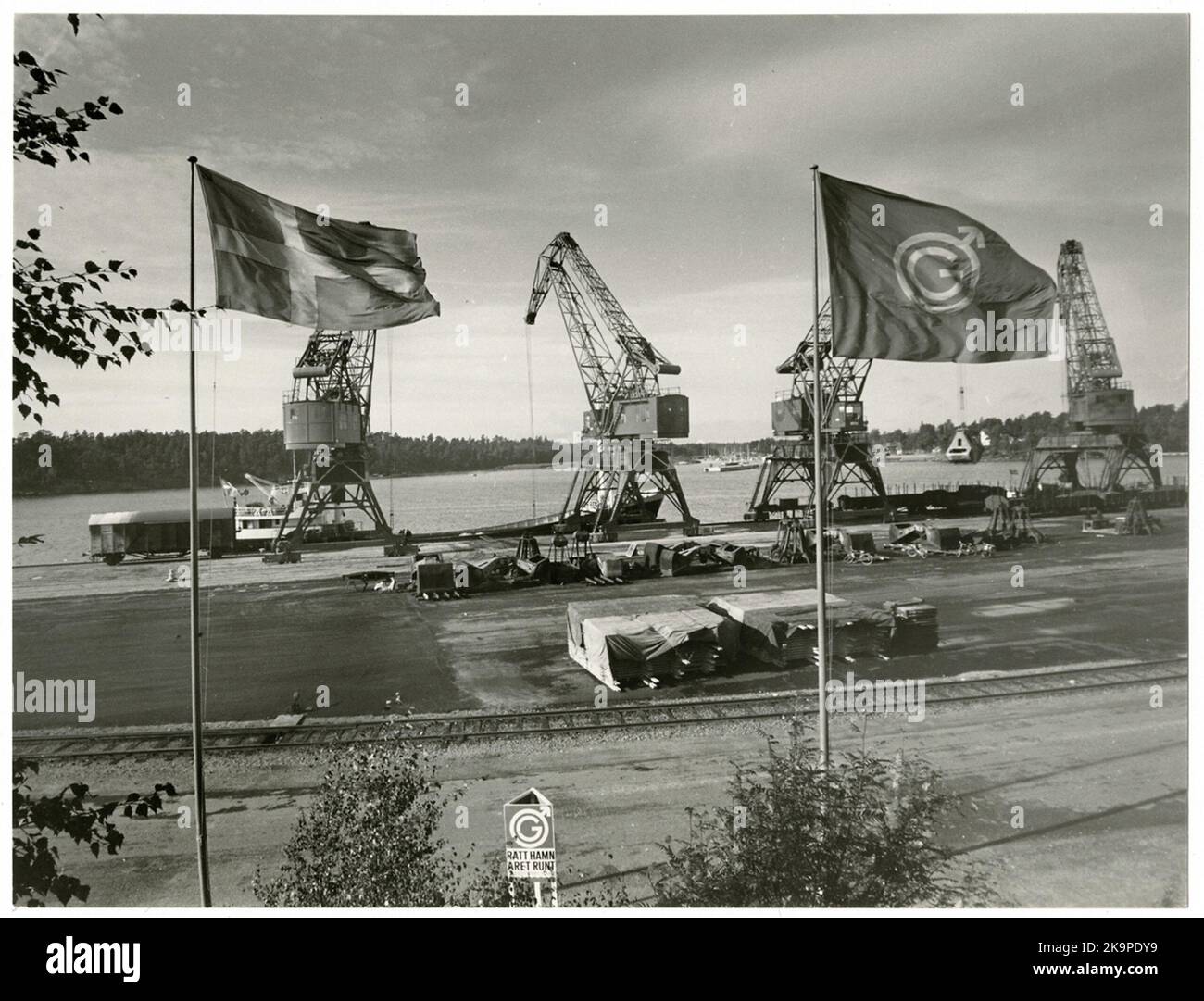 Kai im Hafen von Oxelösund. Stockfoto