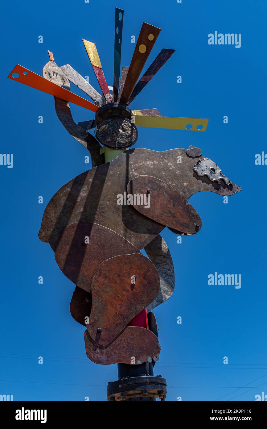 Öffentliche Kunst in Albuquerque, New Mexico : 'GRR-Hiss Masquerade' (2019) Bernalillo County Public Art Collection Stockfoto