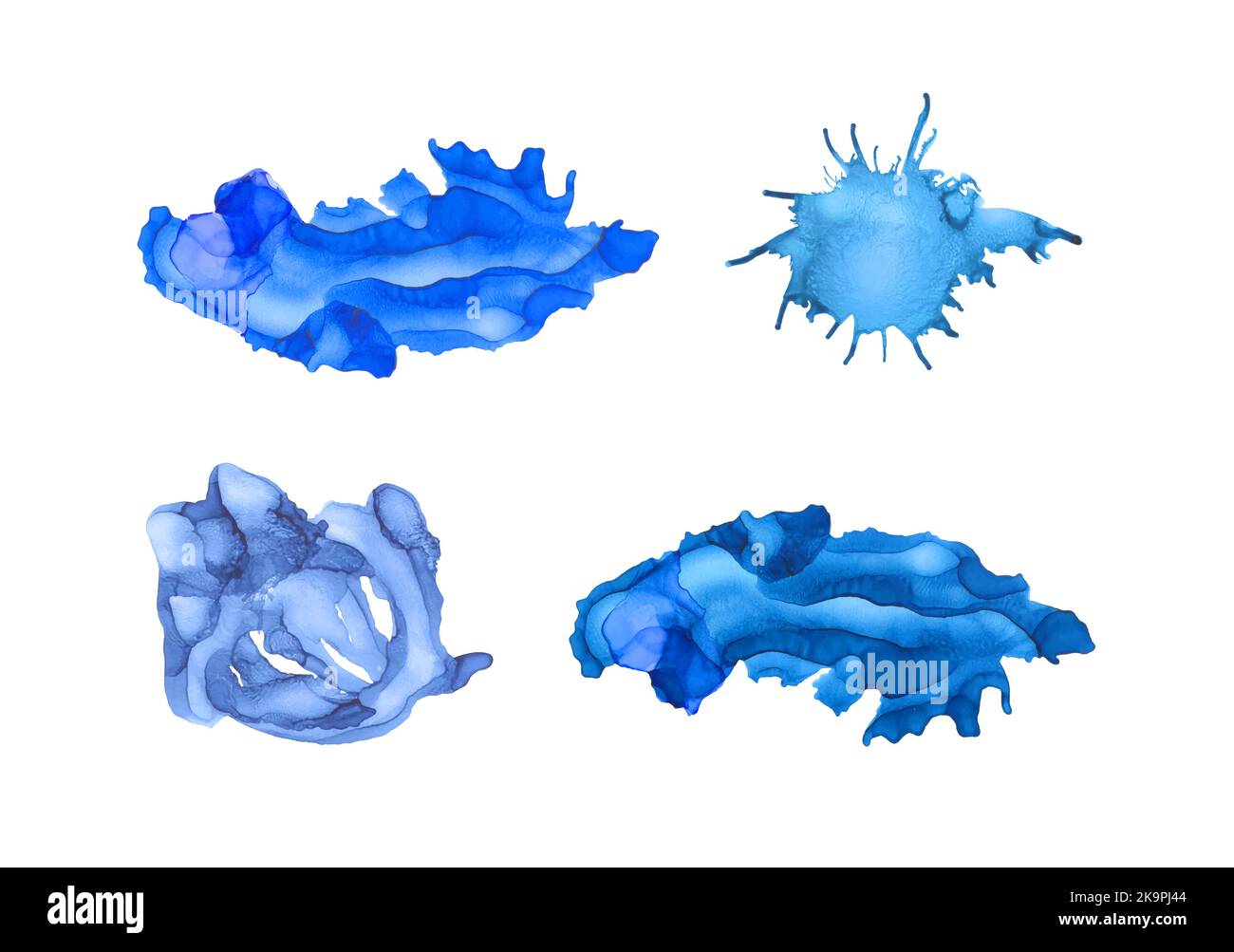 Handbemalte Alkoholtinte Fleck kreative Texturen Set Stock Vektor
