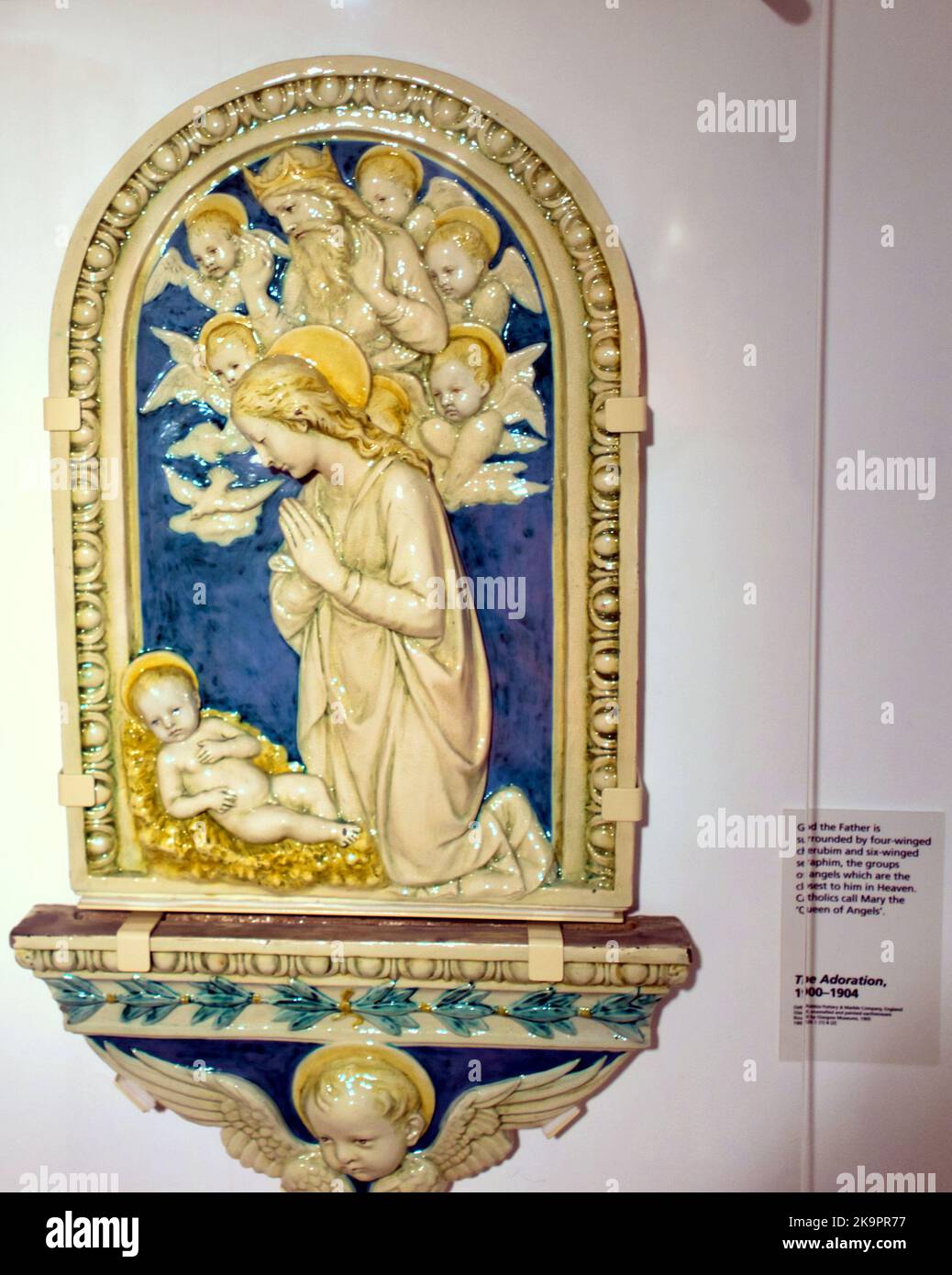 St. Mungo Museum of Religious Life & Art Jungfrau Anbetung Maria fügen Baby Jesus Königin der Engel Stockfoto