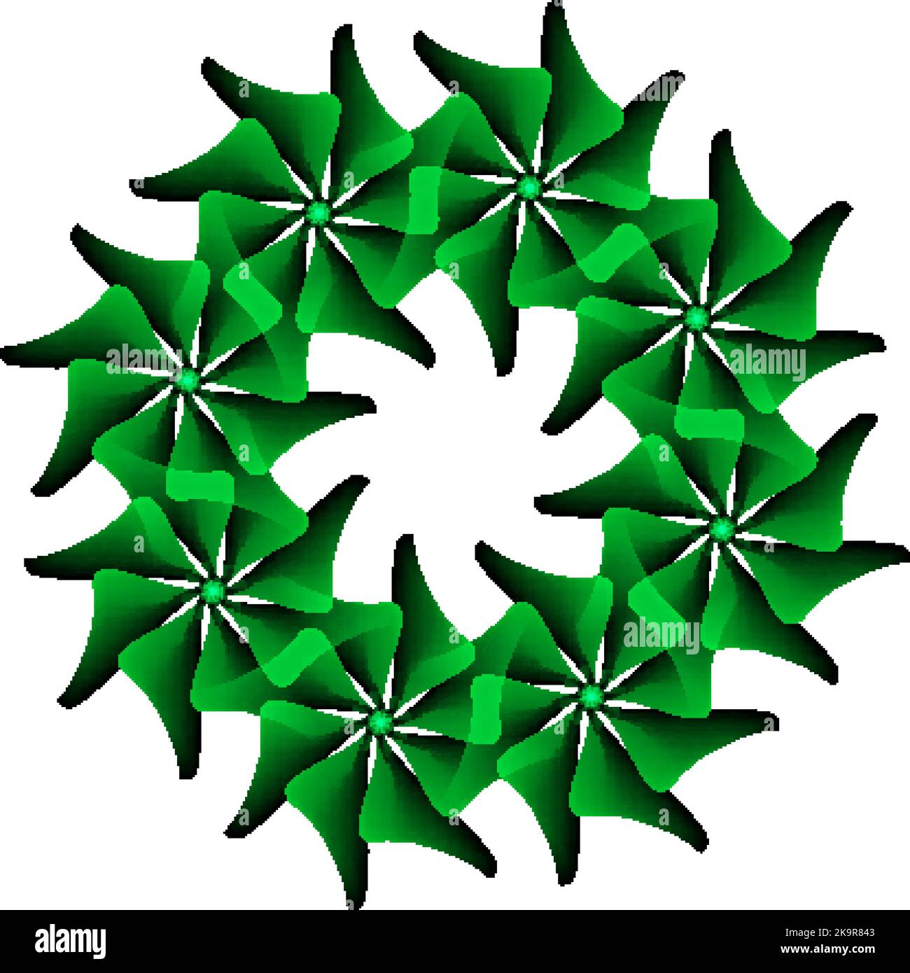 Grüner stilisierter Kranz auf weißem Hintergrund Stock Vektor