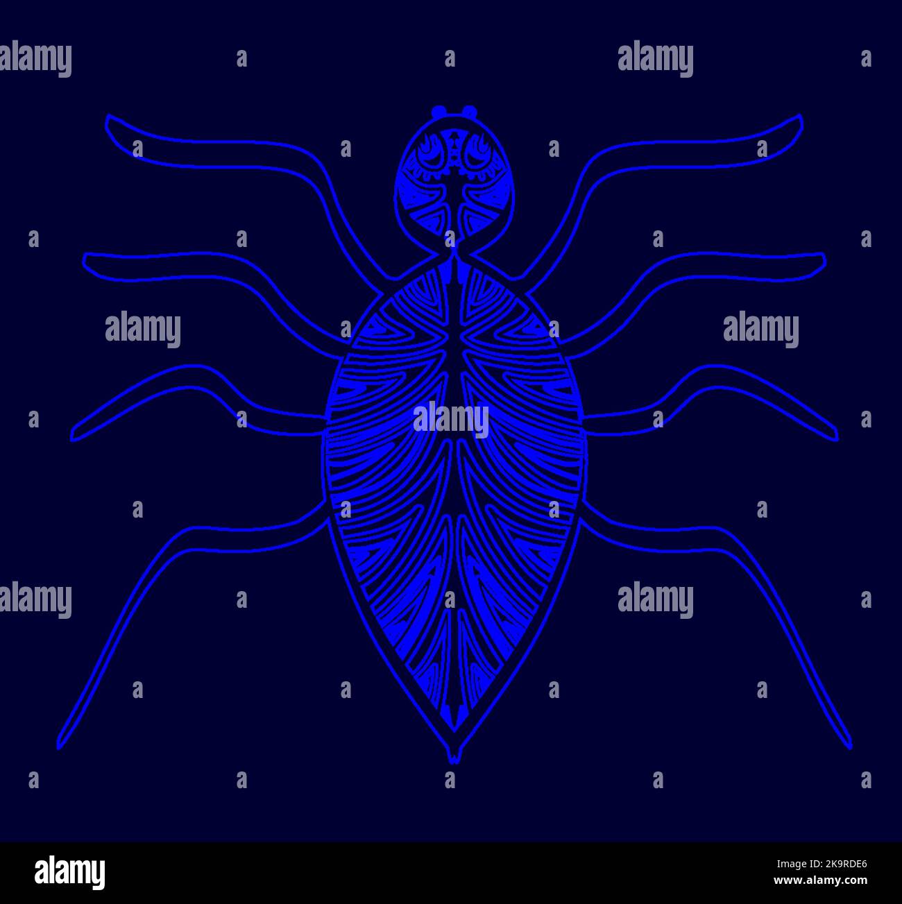 Spider-Illustration. Halloween-Karte. Spinne mit handgezeichneten Ornamenten. Stock Vektor
