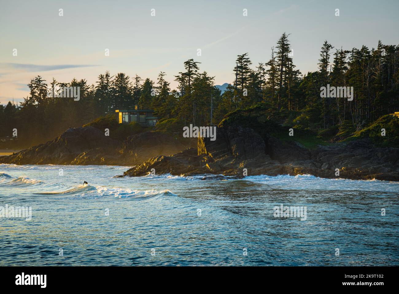 Tofino Küste bei Sonnenuntergang. British Columbia, Kanada Stockfoto