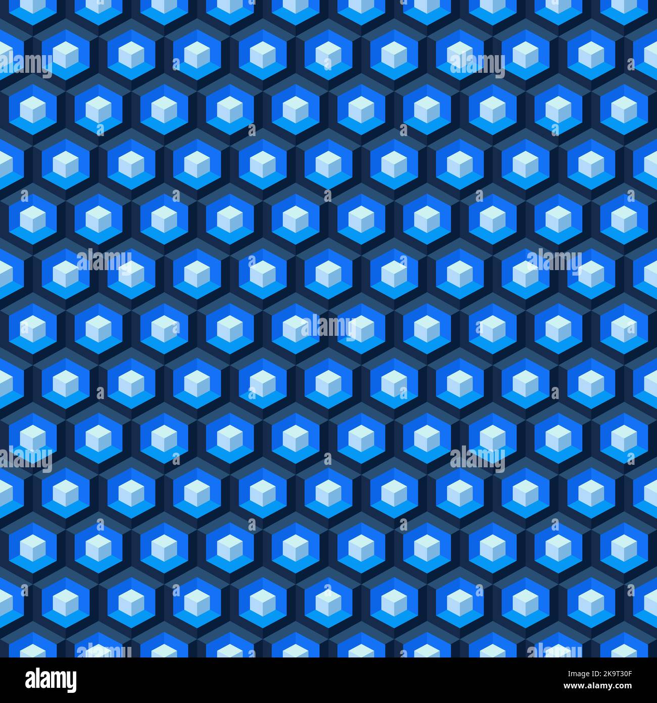 Nahtloses Muster aus isometrischen blauen Würfeln Stock Vektor