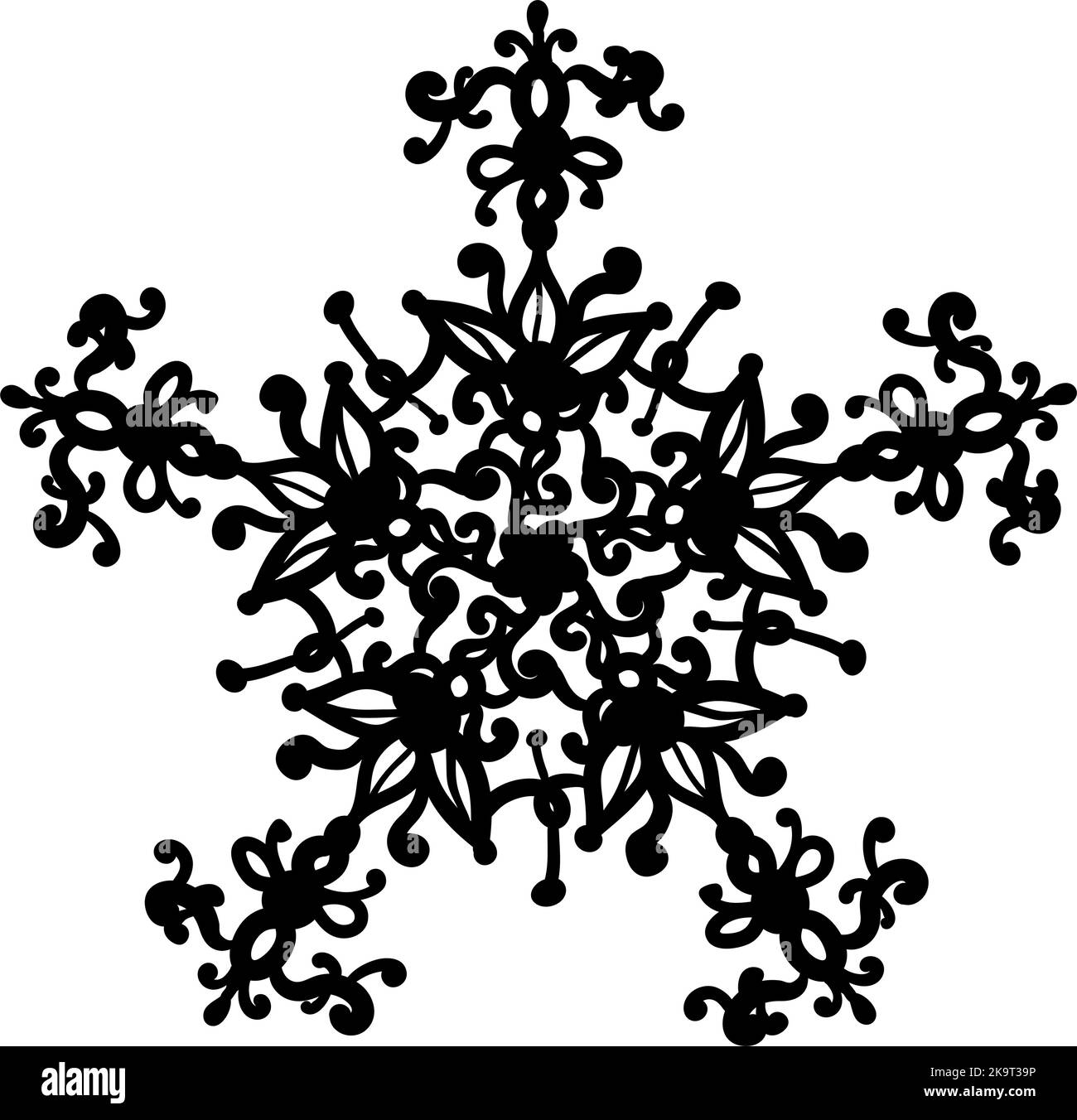 Abstrakt schönes Mandala-Design auf weißem Hintergrund. Verzierte Schneeflocke. Dekoratives Doodle-Element. Stock Vektor