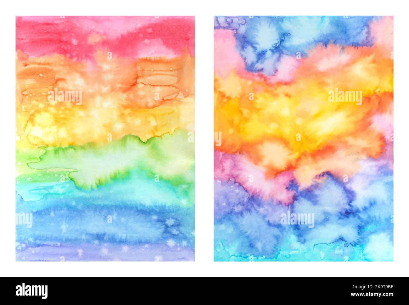 Aquarell Regenbogen Farbverlauf handbemalter Hintergrund. Stock Vektor