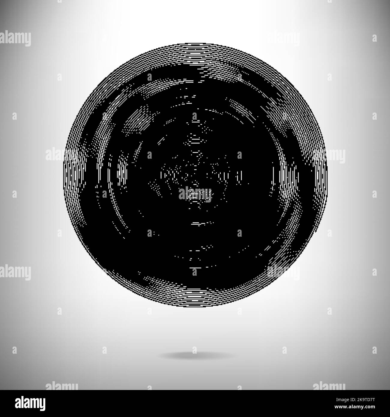 Abstrakter Hintergrund in einem Kreis aus schwarzen und weißen konzentrischen Streifen. Stock Vektor