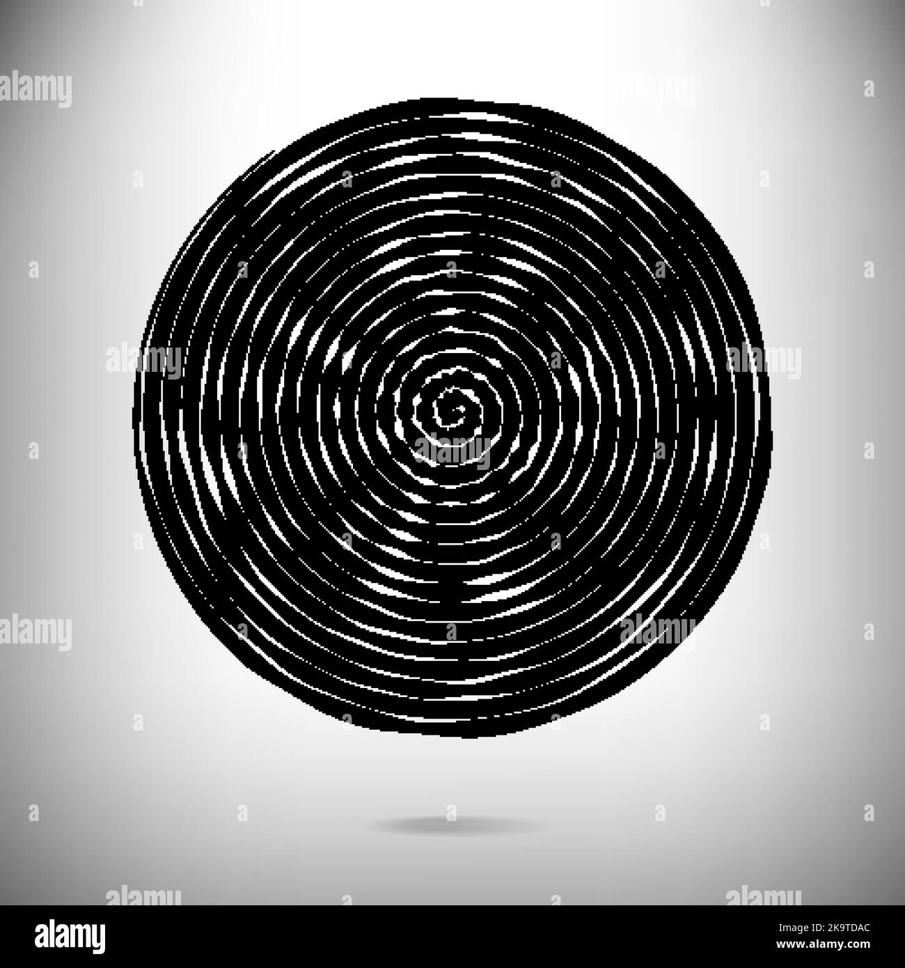 Abstrakter Hintergrund in einem Kreis aus schwarzen und weißen konzentrischen Streifen. Stock Vektor
