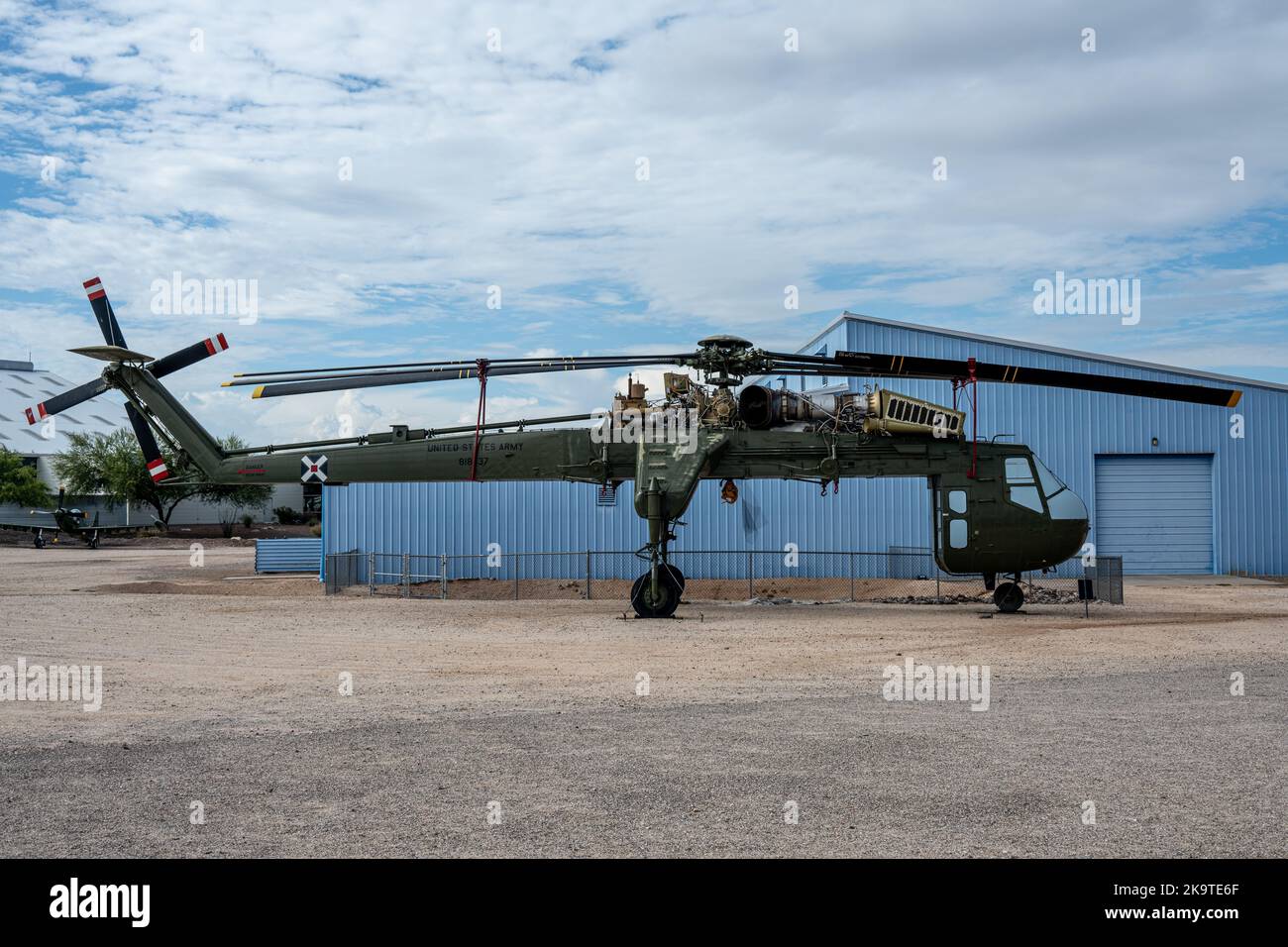 Ein Sikorsky S-64 Skykran-Schwerlift-Hubschrauber, der im Pima Air and Space Museum ausgestellt ist Stockfoto